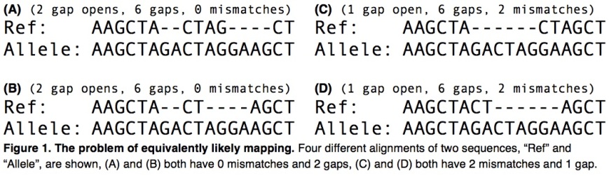 The problem of equivalent mappings. Image source: Paten, Benedict, Adam Novak, and David Haussler (2014) arXiv:1404.5010